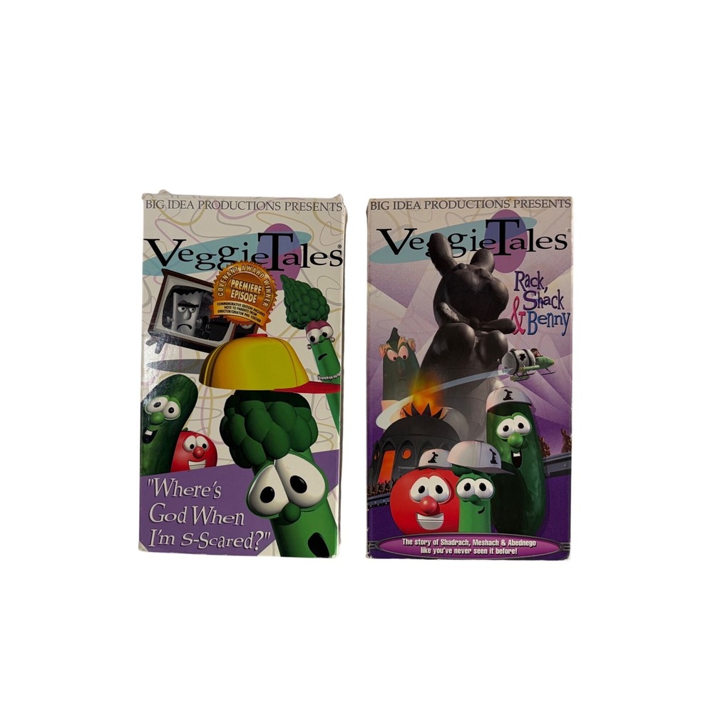 VeggieTales VHS Lot Wheres God When Im S-Scared Rack Shack Benny Big Idea 1995